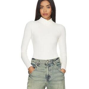 NWOT Free People, XZY Recycled, Ribbed Long Sleeve Mock Neck Bodysuit, Size XL